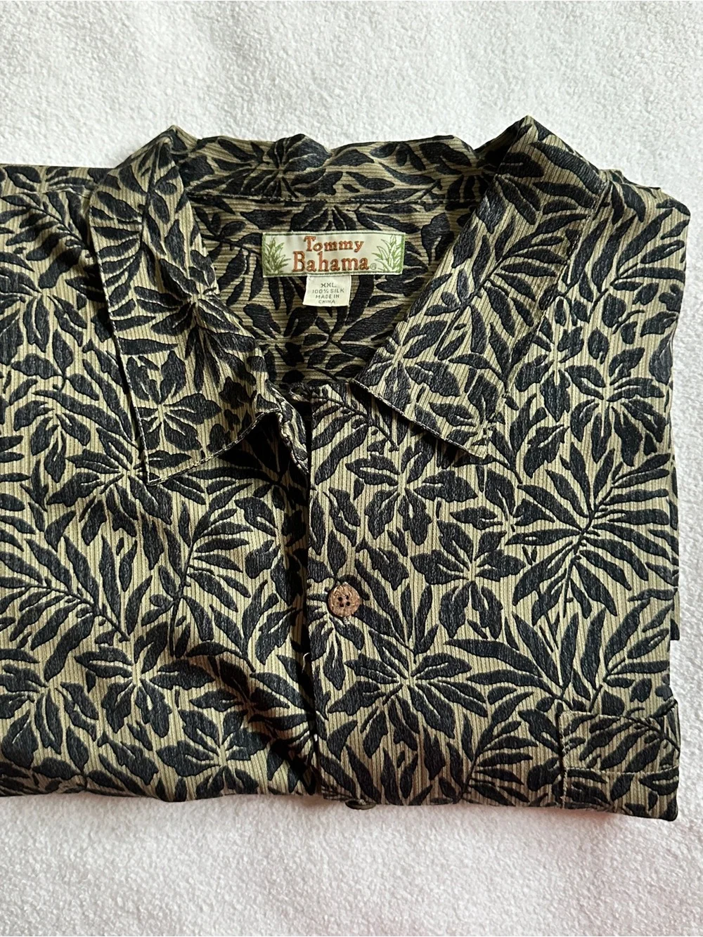 Tommy Bahama Olive Green Botanical Print Short Sleeve XXL